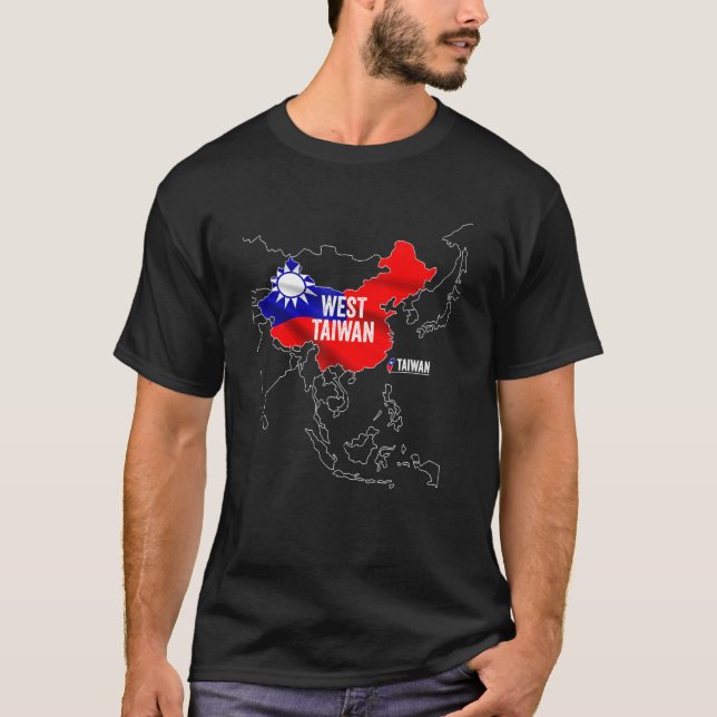 West Taiwan China Map I Love Taiwan Flag Taiwanese T-Shirt (Front)