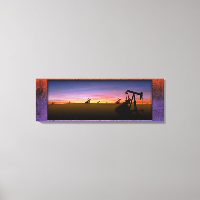 West Texas Pump Jacks Sunset Canvas Print (Front)