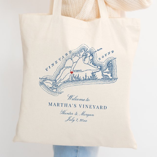 West Tisbury MA Wedding Favour Welcome Tote Bag (West Tisbury Martha's Vineyard Wedding Welcome Tote Bag Wedding Favor in elegant navy blue )