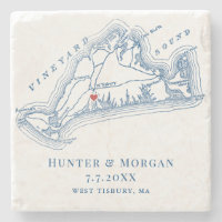 West Tisbury Map Blue Wedding Keepsake Favour