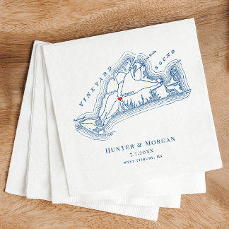 West Tisbury Map Elegant Navy Blue Wedding Napkin