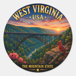 West Virginia Appalachian Journey 🟡 Classic Round Sticker