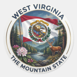 West Virginia Appalachian State Pride 🌿 Classic Round Sticker
