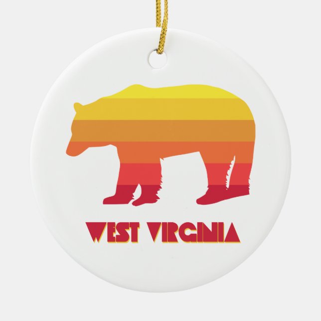 West Virginia Bear Ceramic Tree Decoration (Front)