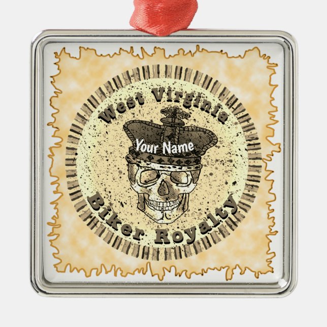 West Virginia Biker  Metal Tree Decoration (Front)