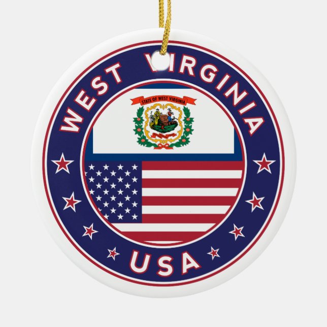 West Virginia Ceramic Tree Decoration (Front)