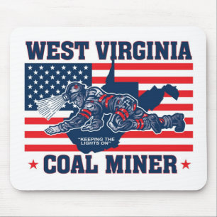 WEST VIRGINIA COAL MINER RED WHITE AND BLUE MOUSE PAD