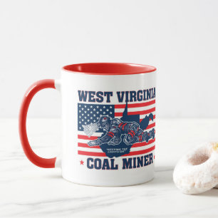 WEST VIRGINIA COAL MINER red, white and blue Mug
