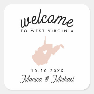 WEST VIRGINIA Destination Wedding ANY COLOR  Square Sticker