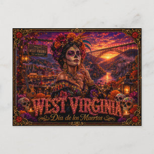 West Virginia Día de los Muertos Retro Postcard