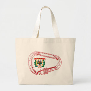 West Virginia Flag Climbing Carabiner Large Tote Bag