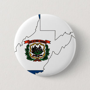 West Virginia Flag Map 6 Cm Round Badge