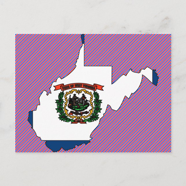 West Virginia Flag Map Postcard (Front)