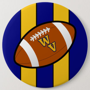 West Virginia Football Blue and Gold Pride 6 Cm Round Badge