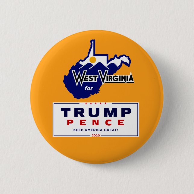 West Virginia for Trump Pence 2020 6 Cm Round Badge (Front)