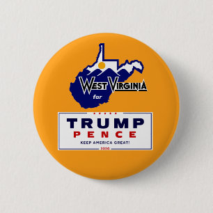West Virginia for Trump Pence 2020 6 Cm Round Badge
