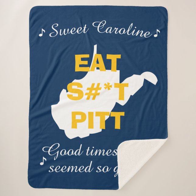 West Virginia Funny Sherpa Blanket Blue (Front)