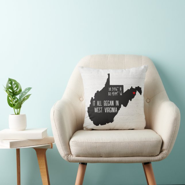 West Virginia GPS Coordinates with Heart Cushion (Chair)