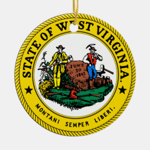 West Virginia Great Seal Ceramic Tree Decoration