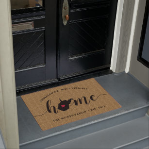 West Virginia Home State Personalised Doormat