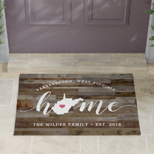 West Virginia Home State Personalised Wood Look Doormat