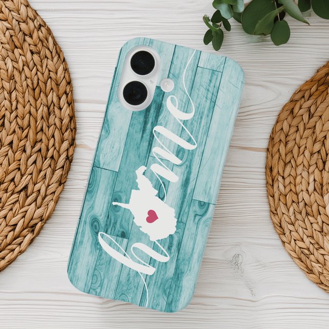 West Virginia Home State Turquoise Wood Look Case-Mate iPhone Case (Creator Uploaded)
