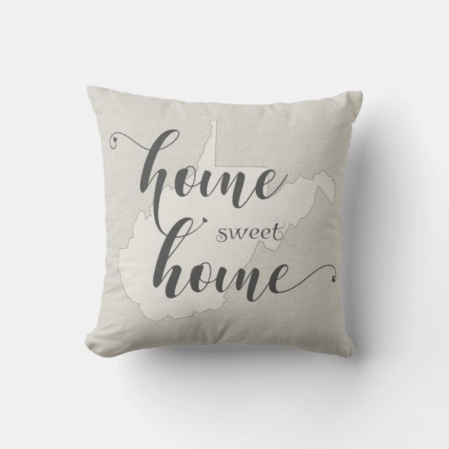 West Virginia  - Home Sweet Home burlap-look Cushion (Front)