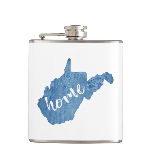 West Virginia Home Wood Grain Hip Flask (Front)