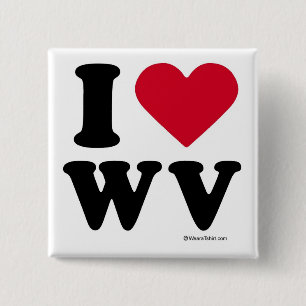 WEST VIRGINIA - "I LOVE WV" "I LOVE WEST VIRGINIA" 15 CM SQUARE BADGE