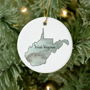 West Virginia Illustration Painting Ceramic Orname Tree Decoration