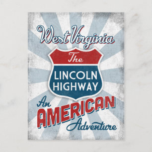 West Virginia Lincoln Highway Vintage America Postcard