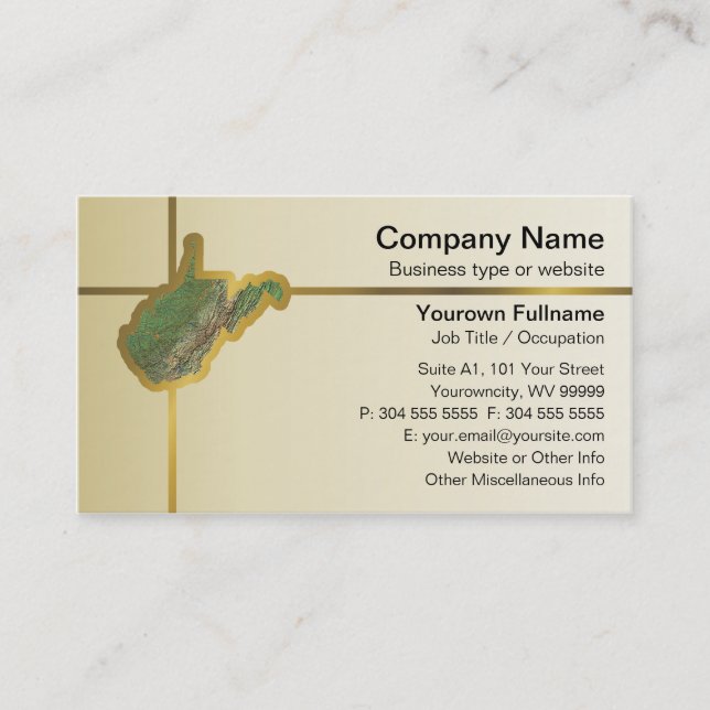 West Virginia Map Business Card (Front)
