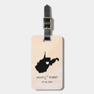 West Virginia Map Wedding Luggage Tag, Custom Gift Luggage Tag