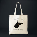 West Virginia Map Wedding Welcome Bag Black, Gold<br><div class="desc">Wedding weekend welcome gift bag for out of town guests to your wedding,  featuring image of West Virginia,  with gold heart.  Fill tote with your favourite goodies.</div>
