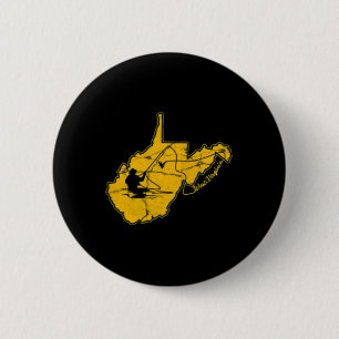 West Virginia Mountain Gold And Blue Fly Fishing F 6 Cm Round Badge