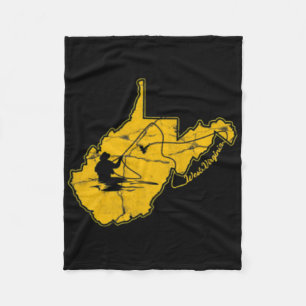 West Virginia Mountain Gold And Blue Fly Fishing F Fleece Blanket