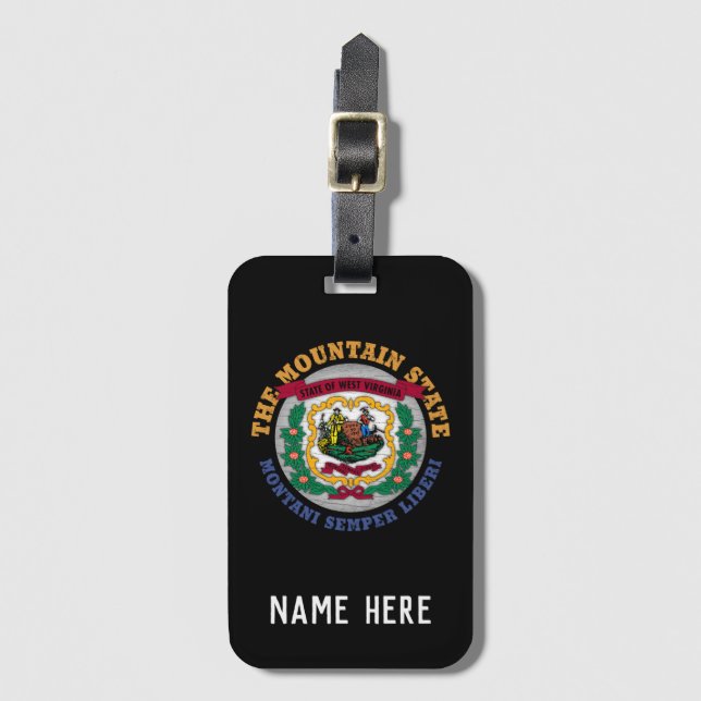 WEST VIRGINIA MOUNTAIN STATE FLAG LUGGAGE TAG (Front Vertical)