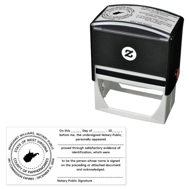 West Virginia Notary Public Acknowledgement Stamp (In Situ)