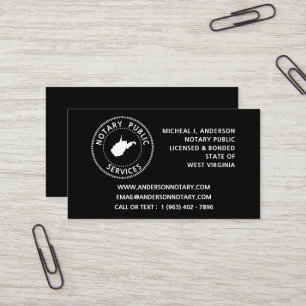 West Virginia Notary Public Services Business Card