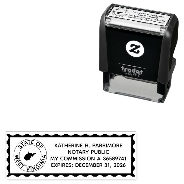 West Virginia Notary Self Inking Rubber Stamp (In Situ)
