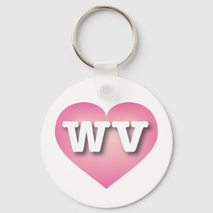 West Virginia Pink Fade Heart - I love WV Key Ring