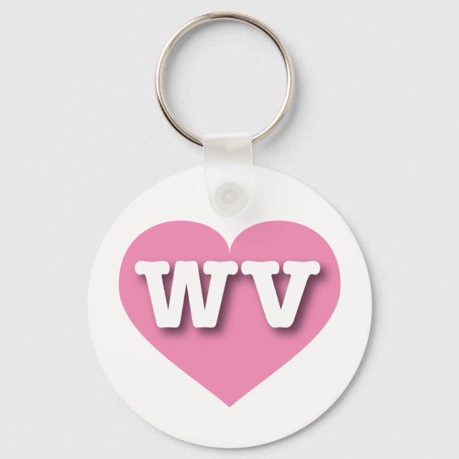 West Virginia Pink Heart - I love WV Key Ring (Front)