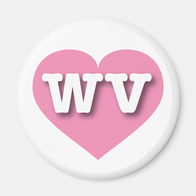 West Virginia Pink Heart - I love WV Magnet (Front)