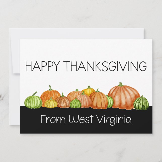 West Virginia pumpkins Thanksgiving Card (Front)