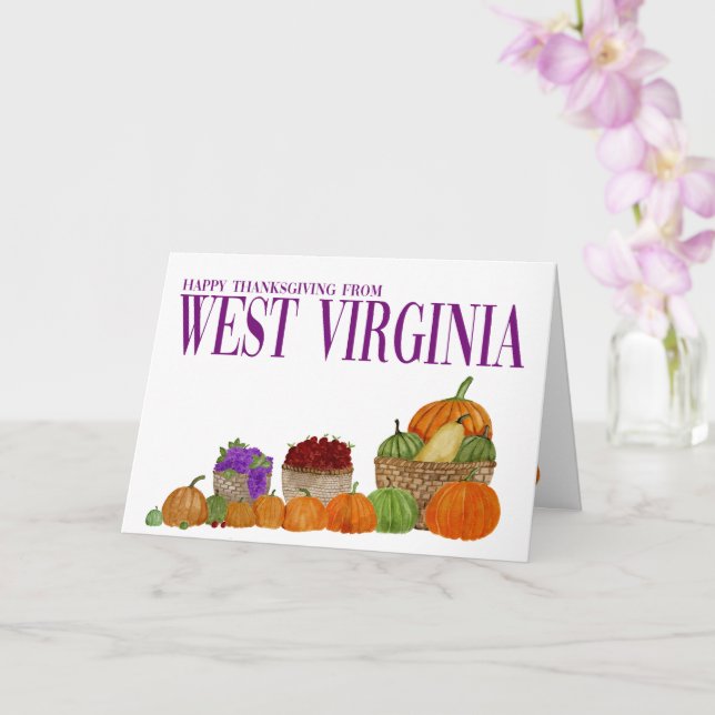 West Virginia Pumpkins Thanksgiving Card (Orchid)