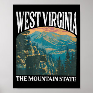 West Virginia Retro Bear Mountain Graphic Poster