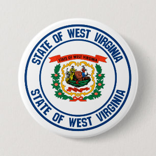 West Virginia Round Emblem 7.5 Cm Round Badge