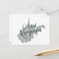 West Virginia Shaped Vintage Grey Typography Name