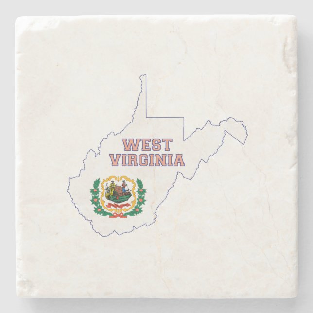 West Virginia Silhouette Map Shaped State Flag Stone Coaster (Front)