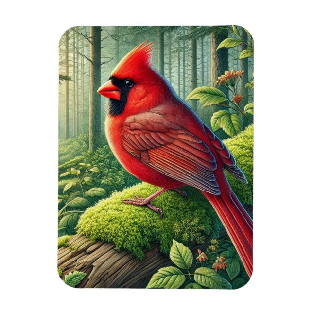 West Virginia State Bird Northern Cardinal Magnet (Vertical)